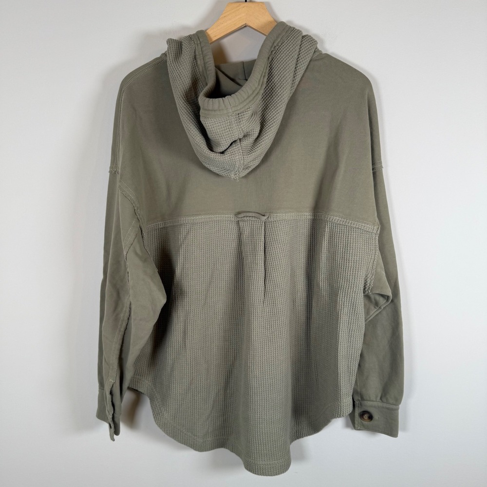 American Eagle Seriously Lived-In Hoodie Shacket XS Small Waffle Knit Button Up - Picture 5 of 5